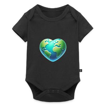 Herzförmige Erde Öko-Design - Baby Premium Kurzarmbody - Schwarz - Vorne