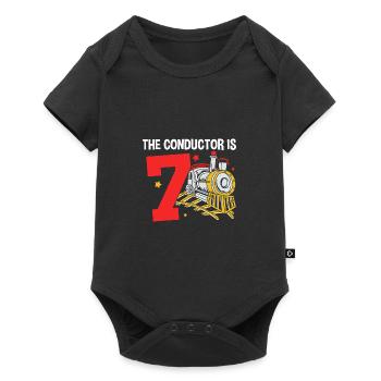 Children's Birthday Train Train Driver Locomotive - Baby Premium short-sleeve bodysuit - black - Front