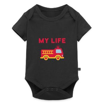 My life (Feuerwehrauto mit Leiter) - Baby Premium Kurzarmbody - Schwarz - Vorne