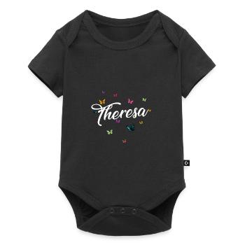 THERESA - Nom de fille avec des papillons colorés - Body à manches courtes Premium Bébé - noir - Devant