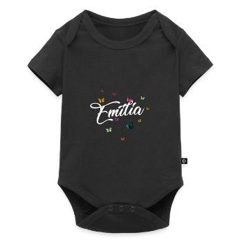 EMILIA - Girl Name with Colorful Butterflies - Baby Premium short-sleeve bodysuit - black - Front