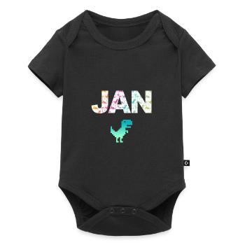 JAN - Beautiful boy name with dinosaur - Baby Premium short-sleeve bodysuit - black - Front