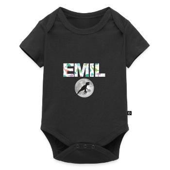 EMIL - Beautiful boy name with dinosaur - Baby Premium short-sleeve bodysuit - black - Front