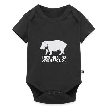 Nilpferd - Baby Premium Kurzarmbody - Schwarz - Vorne