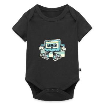 Retro Cassette Tape Cartoon Design - Baby Premium short-sleeve bodysuit - black - Front
