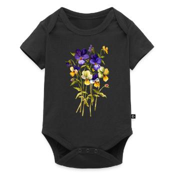 Pansy flowers - Baby Premium short-sleeve bodysuit - black - Front