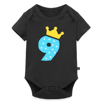 9 crown 9th birthday 9 years - Baby Premium short-sleeve bodysuit - black - Front