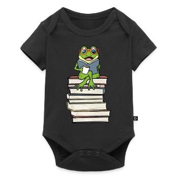 Frog Reading Books Literature Coffee - Baby Premium short-sleeve bodysuit - black - Front