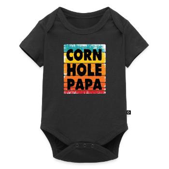 Père Cornhole Sackloch Bean Bag Player Famille - Body à manches courtes Premium Bébé - noir - Devant