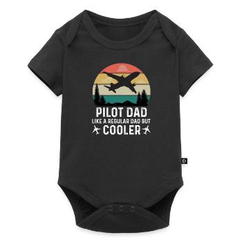 Pilot Flugzeug Segelflugzeug Flugsport Papa Vater - Baby Premium Kurzarmbody - Schwarz - Vorne