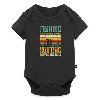 Fishing Hunting Fish Hook Hunter Rod Bait Bite - Baby Premium short-sleeve bodysuit - black - Front