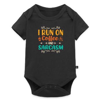 Kaffee Sarkasmus Freunde Glück Freude Cappuccino - Baby Premium Kurzarmbody - Schwarz - Vorne