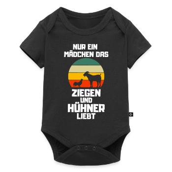 Retro Ziegen Hühner Mädchen - Baby Premium Kurzarmbody - Schwarz - Vorne