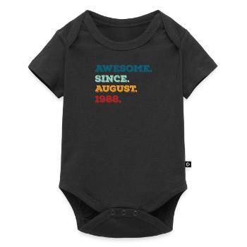 August 1988 - Geburtstag im August - Baby Premium Kurzarmbody - Schwarz - Vorne