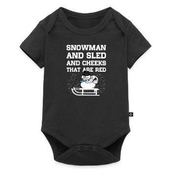 Schneemann Schnee Weihnachten Geschenkidee - Baby Premium Kurzarmbody - Schwarz - Vorne
