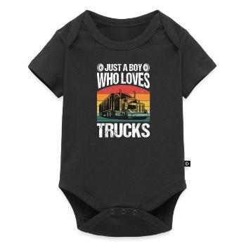 Truck LKW Lastkraftwagen Boy Junge Kind - Baby Premium Kurzarmbody - Schwarz - Vorne