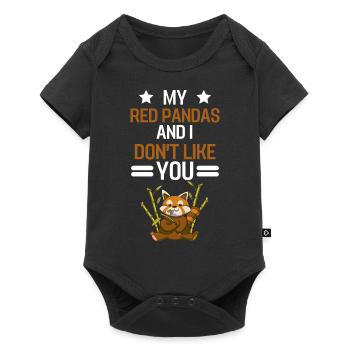 Animal chinois drôle cadeau panda roux - Body à manches courtes Premium Bébé - noir - Devant