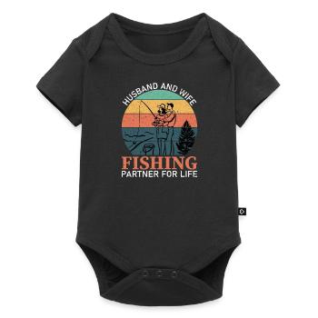 Angeln Ehemann Ehefrau - Baby Premium Kurzarmbody - Schwarz - Vorne
