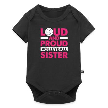 Fière sœur volleyball Sœur joueuse de volleyball - Body à manches courtes Premium Bébé - noir - Devant