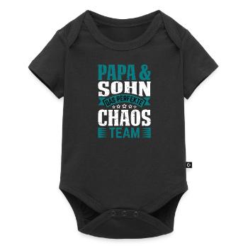 Papa und Söhne Sohn Vater Sohn - Baby Premium Kurzarmbody - Schwarz - Vorne