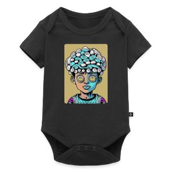 Enfant psychédélique mystérieux à grosse tête - Body à manches courtes Premium Bébé - noir - Devant