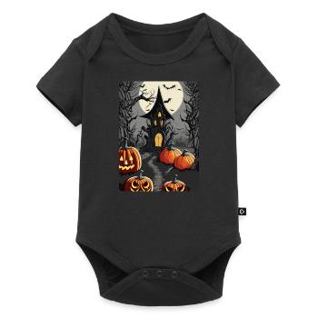 Scary Castle with Bats and Halloween Pumpkins - Baby Premium short-sleeve bodysuit - black - Front