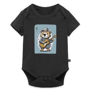 Mignon Childish Bear jouant de la guitare - Body à manches courtes Premium Bébé - noir - Devant