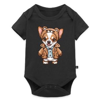 Chihuahua de dessin animé mignon avec un design amusant - Body à manches courtes Premium Bébé - noir - Devant