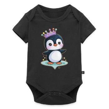 Cute Cartoon Kawaii Penguin with Cute Crown - Baby Premium short-sleeve bodysuit - black - Front