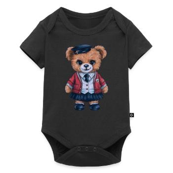 Cute teddy bear with trational school uniform - Baby Premium short-sleeve bodysuit - black - Front