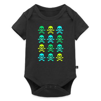 Totenkopf / Muster / Grün - Baby Premium Kurzarmbody - Schwarz - Vorne