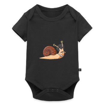 Retro Disco Hippie Snail with Peace Sign - Baby Premium short-sleeve bodysuit - black - Front