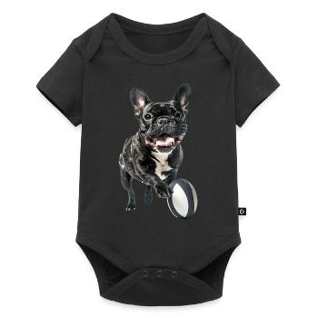 Französische Bulldogge - Baby Premium Kurzarmbody - Schwarz - Vorne