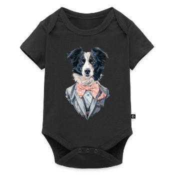 Border Collie - Baby Premium Kurzarmbody - Schwarz - Vorne