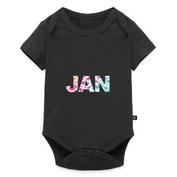 JAN - Beautiful boy name with dinosaur - Baby Premium short-sleeve bodysuit - black - Front