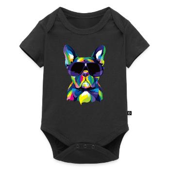 Pop Art Français Bulldog Mignon Cadeau Fourrure Maman Chien Papa - Body à manches courtes Premium Bébé - noir - Devant