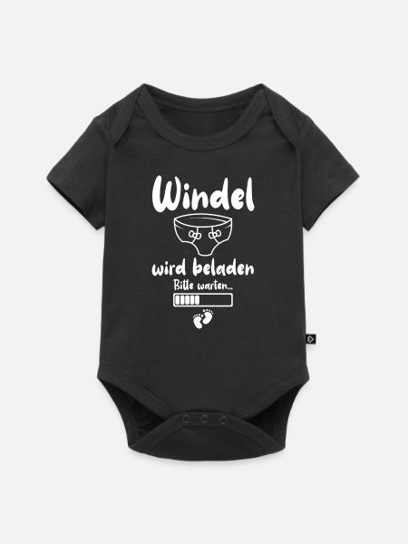 Windel Wird Beladen Bitte Warten... - Baby Premium Kurzarmbody - Schwarz