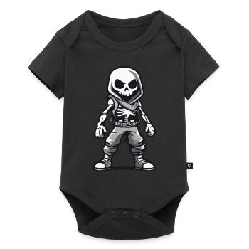 Skelett Halloween Comic - Baby Premium Kurzarmbody - Schwarz - Vorne