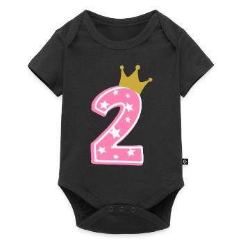 2 Krone 2. Geburtstag 2 Jahre - Baby Premium Kurzarmbody - Schwarz - Vorne