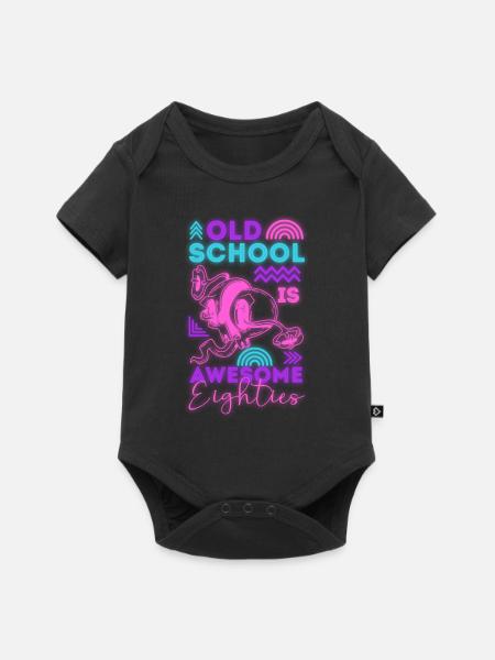80er Disco Neon Party - Baby Premium Kurzarmbody - Schwarz