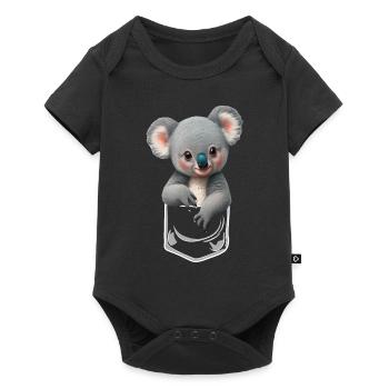 Kuscheliger Baby Koala in der Brusttasche - Baby Premium Kurzarmbody - Schwarz - Vorne