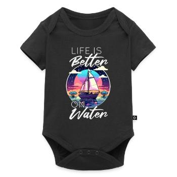 Life is better on water - Sailboat - Baby Premium short-sleeve bodysuit - black - Front