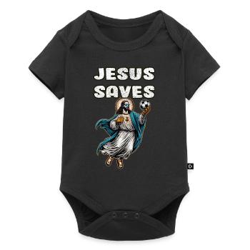 Jésus Soccer Cadeau Drôle Football Dieu Jésus Citation - Body à manches courtes Premium Bébé - noir - Devant