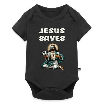 Jésus Football Cadeau Drôle Football Dieu Jésus Citation - Body à manches courtes Premium Bébé - noir - Devant