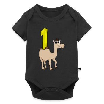 1 an - Inscription à l’école - Motif chameau - Numéro 1 - Body à manches courtes Premium Bébé - noir - Devant