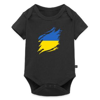 Drapeau de l’Ukraine Vintage Drapeau ukrainien d’occasion Look - Body à manches courtes Premium Bébé - noir - Devant