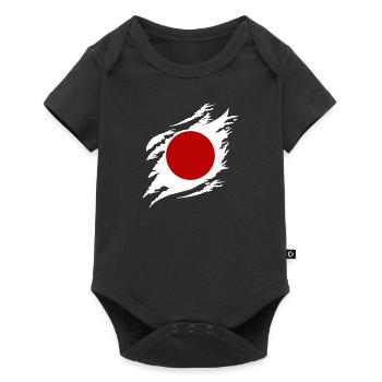 Japan Flagge Used Look Nihon Japanische Fahne - Baby Premium Kurzarmbody - Schwarz - Vorne