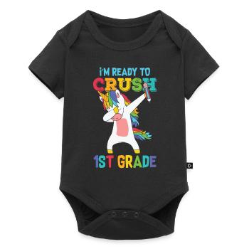 Ich bin bereit, Regenbogenmädchen Jungen der 1. Klasse zu zerquetschen - Baby Premium Kurzarmbody - Schwarz - Vorne