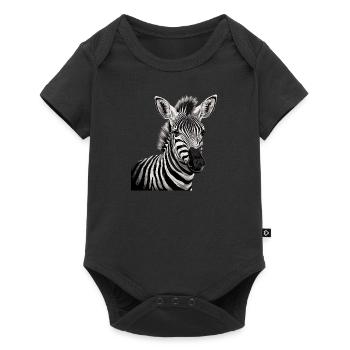 Zebra Afrika Tier - Baby Premium Kurzarmbody - Schwarz - Vorne