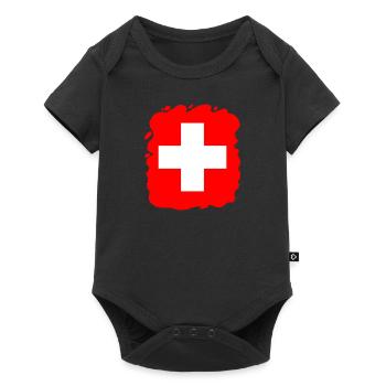 Drapeau Suisse Croix Vintage Look Usé Suisse - Body à manches courtes Premium Bébé - noir - Devant